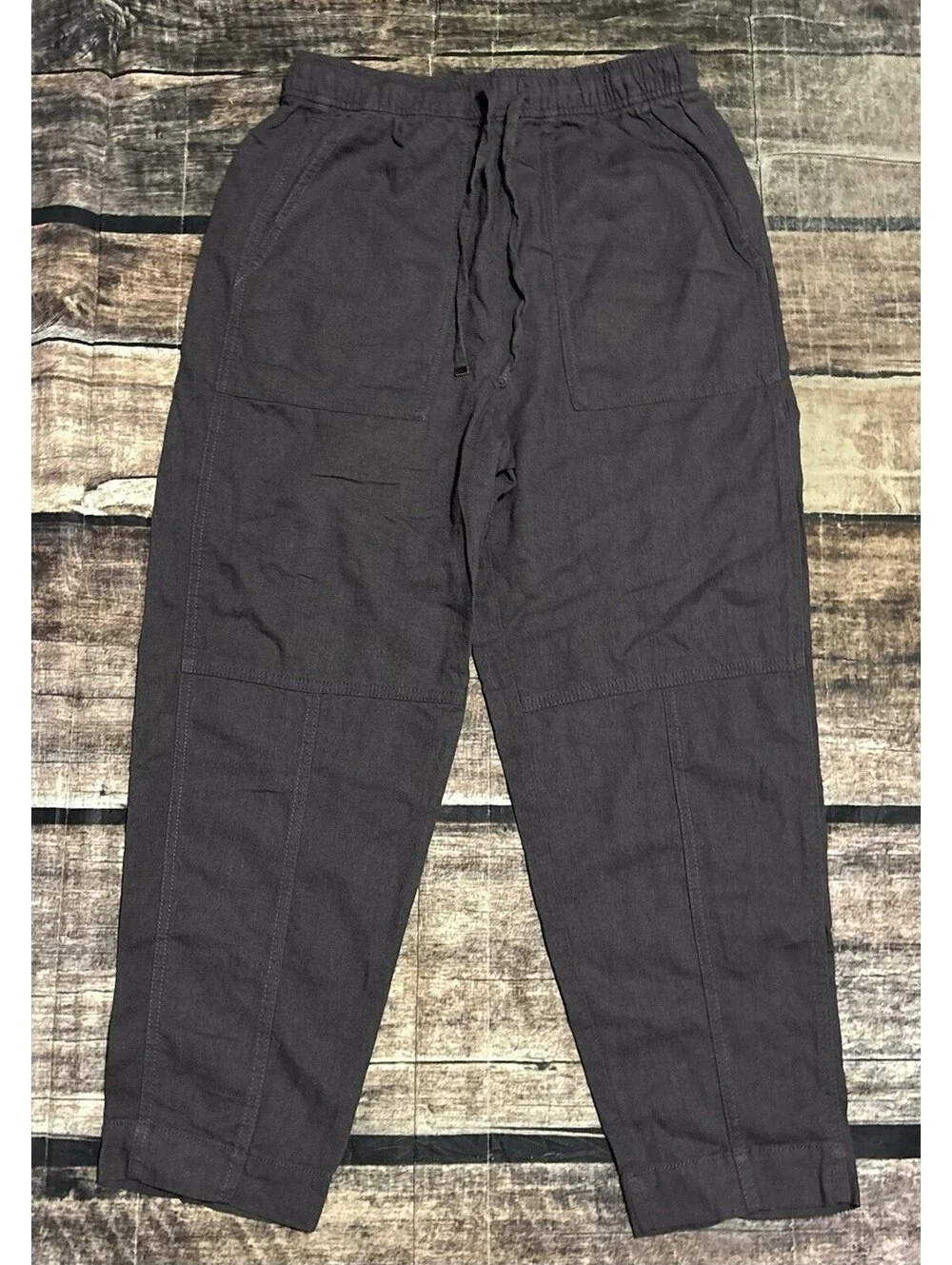 Zara Sweatpants Womens XS Linen Blend Cargo Pockets Brown